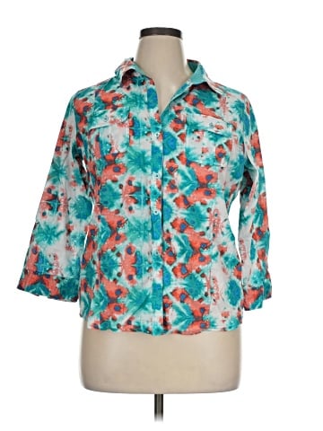Caribbean Joe 3/4 Sleeve Button-Down Shirt (view 1)