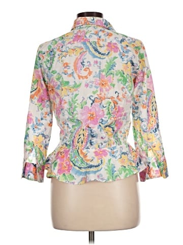 Lauren By Ralph Lauren 3/4 Sleeve Button Down Shirt - back