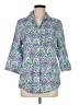 Chico's 100% Linen Paisley Blue 3/4 Sleeve Button-Down Shirt Size Med (1) - photo 1