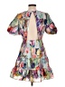 Milly Floral Metallic Gray Cocktail Dress Size 10 - photo 2
