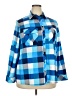 Unbranded 100% Polyester Color Block Blue Long Sleeve Blouse Size XXL - photo 1