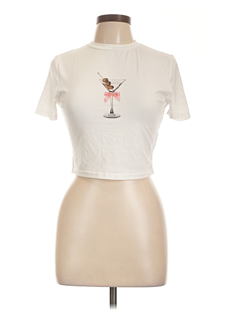 Pre-owned Shein Short Sleeve T-shirt In Ivory