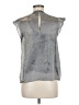 1.State 100% Polyester Metallic Silver Sleeveless Blouse Size M - photo 2