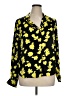 David Lerner 100% Polyester Print Yellow Black Long Sleeve Blouse Size XL - photo 1