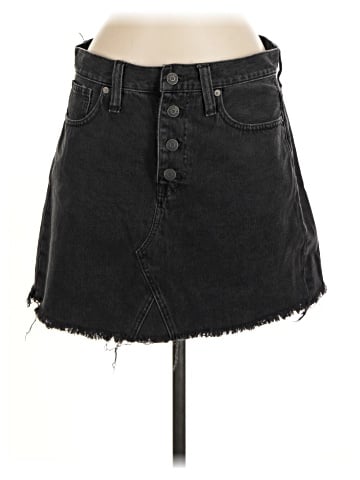 Madewell Rigid Denim A-Line Mini Skirt in Lunar Wash: Button-Front Edition (view 1)
