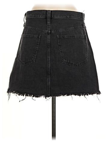Madewell Rigid Denim A-Line Mini Skirt in Lunar Wash: Button-Front Edition (view 2)