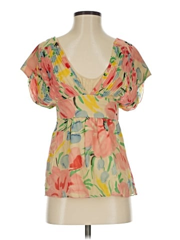 Tibi Short Sleeve Silk Top (view 1)