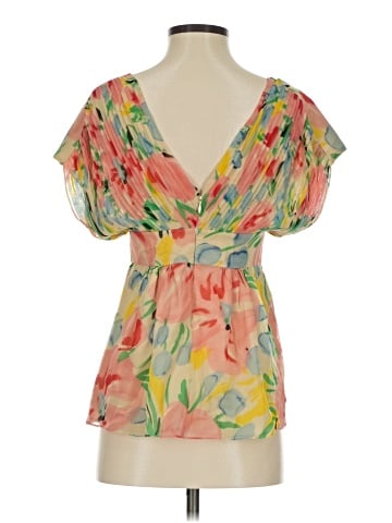 Tibi Short Sleeve Silk Top (view 2)