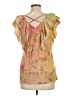 Cato 100% Polyester Gold Short Sleeve Blouse Size L - photo 2