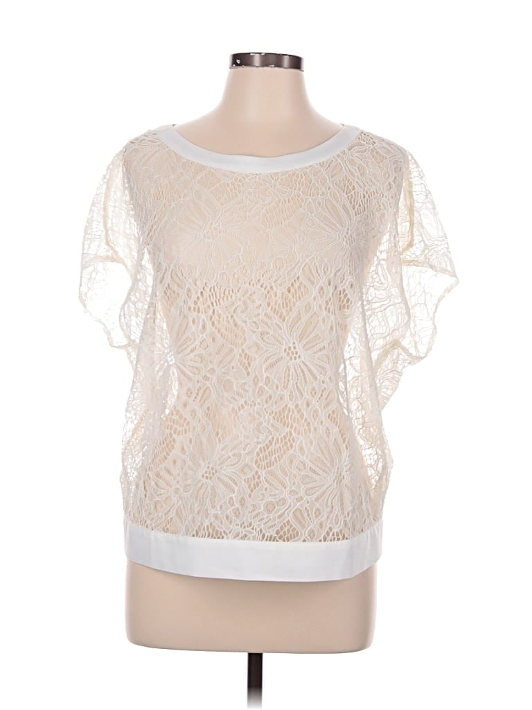 Pre-owned Cabi Short Sleeve Blouse In Ivory