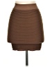 Aura Solid Brown Casual Skirt Size XXS - photo 2