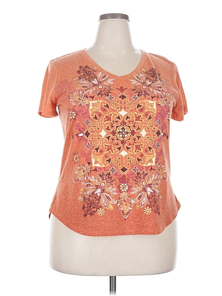 Pre-owned St. John's Bay Short Sleeve T-shirt In Orange