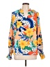 Assorted Brands 100% Polyester Print Orange Long Sleeve Blouse Size L - photo 1
