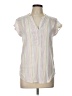 New Directions Stripes White Short Sleeve Blouse Size L - photo 1