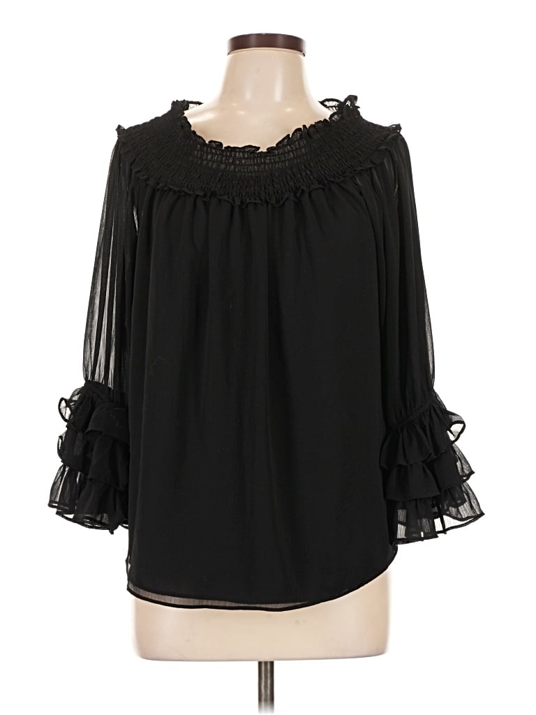 Pre-owned Cece 3/4 Sleeve Blouse In Black
