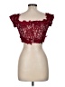 Sequin Hearts Burgundy Short Sleeve Top Size 9 - photo 2