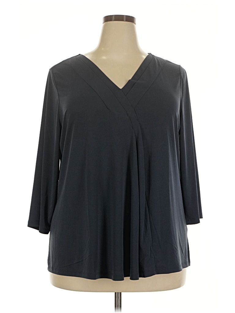Pre-owned Lane Bryant 3/4 Sleeve Blouse In Gray