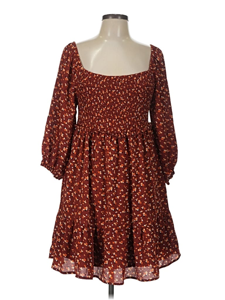 Pre-owned Dokotoo 3/4 Sleeve Top Brown Square Neckline Tops