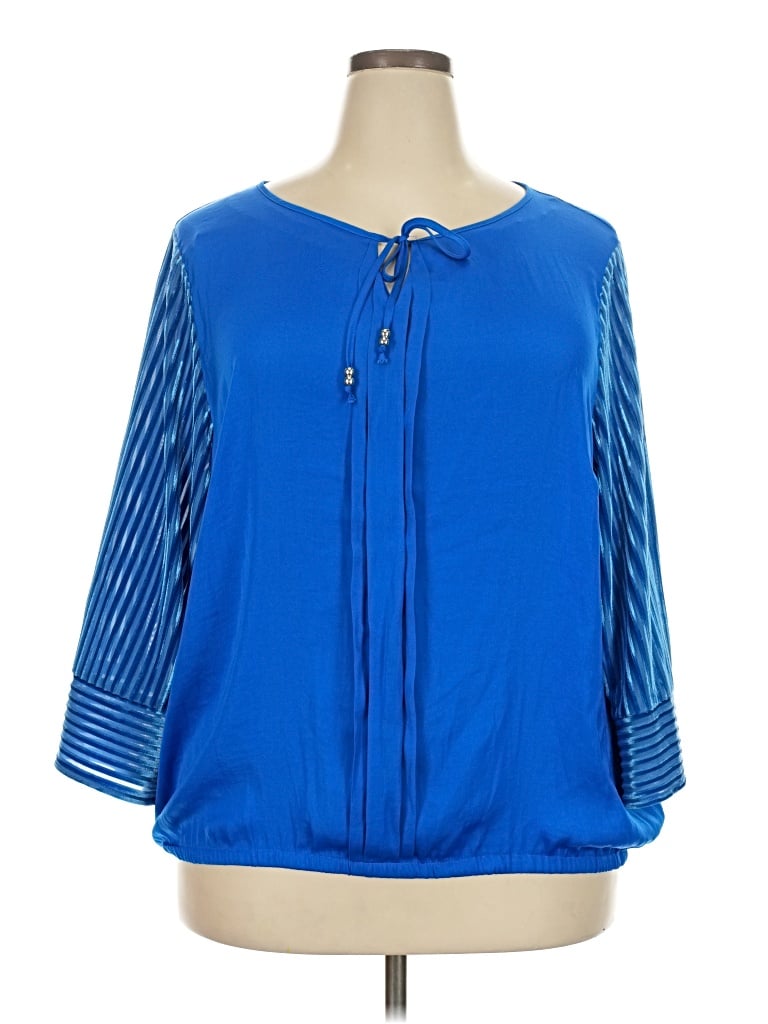 Pre-owned Jm Collection 3/4 Sleeve Blouse In Blue