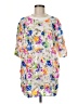 WHY DRESS 100% Polyester Floral Silver Short Sleeve Blouse One size - photo 1