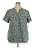 Timeson 100% Polyester Floral Green Short Sleeve Blouse Size XXL - photo 1