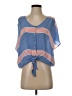 Alceè 100% Silk Blue Short Sleeve Silk Top Size XS - photo 1