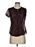 Ann Taylor LOFT 100% Polyester Black Burgundy Short Sleeve Blouse Size 4 Petite - photo 1