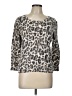 Banana Republic 100% Cotton Animal Print Silver Pullover Sweater Size Lg Petite - photo 1