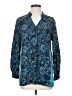 Soft Surroundings 100% Rayon Tropical Blue Long Sleeve Button-Down Shirt Size S - photo 1