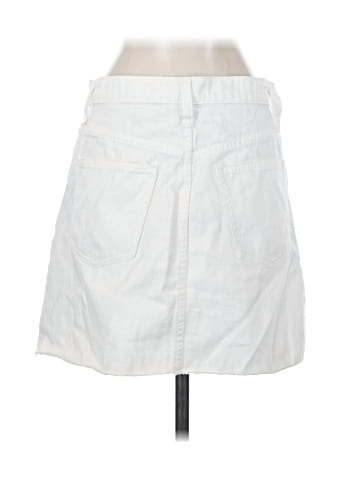Madewell Rigid Denim A-Line Mini Skirt in Tile White: Button-Front Edition (view 2)