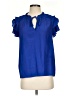 Rose + Olive 100% Polyester Blue Short Sleeve Blouse Size S - photo 1
