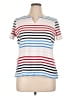 Kim Rogers Stripes Ivory White Short Sleeve Polo Size XL - photo 1