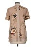 Jodifl 100% Polyester Tan Short Sleeve Blouse Size M - photo 2