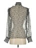MNG Animal Print Silver Long Sleeve Blouse Size 2 - photo 2
