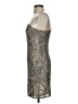 Scala 100% Silk Metallic Silver Cocktail Dress Size 4 - photo 5