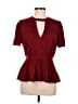 Bebe Burgundy Short Sleeve Top Size 8 - photo 1