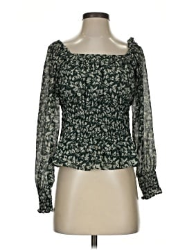 Madewell Georgette Square-Neck Smock-Waist Top in Forest Leaves (view 1)
