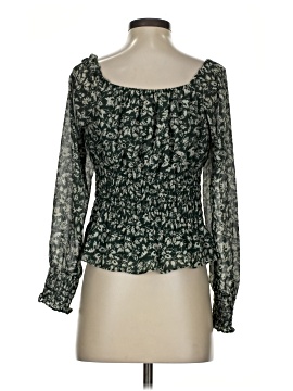Madewell Georgette Square-Neck Smock-Waist Top in Forest Leaves (view 2)