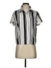 Unbranded 100% Polyester Stripes Silver Short Sleeve Blouse Size S - photo 1