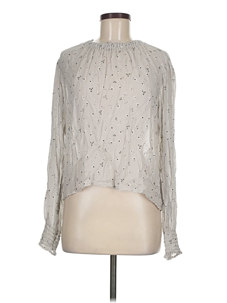 Pre-owned Bella Dahl Long Sleeve Blouse In Silver