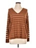 Lafayette 148 New York Stripes Brown Pullover Sweater Size L - photo 1