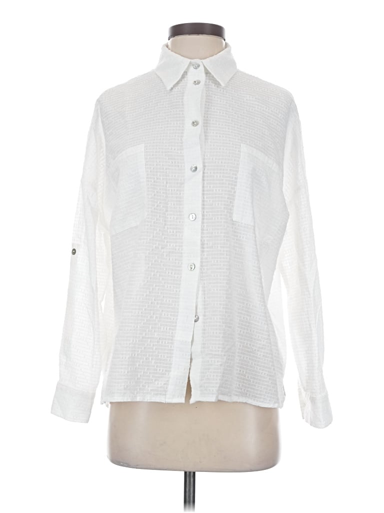 Pre-owned Molly Bracken Long Sleeve Button Down Shirt In White