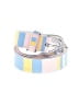 Lands' End 100% Leather Stripes Silver Leather Belt Size 10 - 12 - photo 1