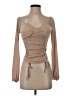 Almost Famous Tan Long Sleeve Blouse Size S - photo 1