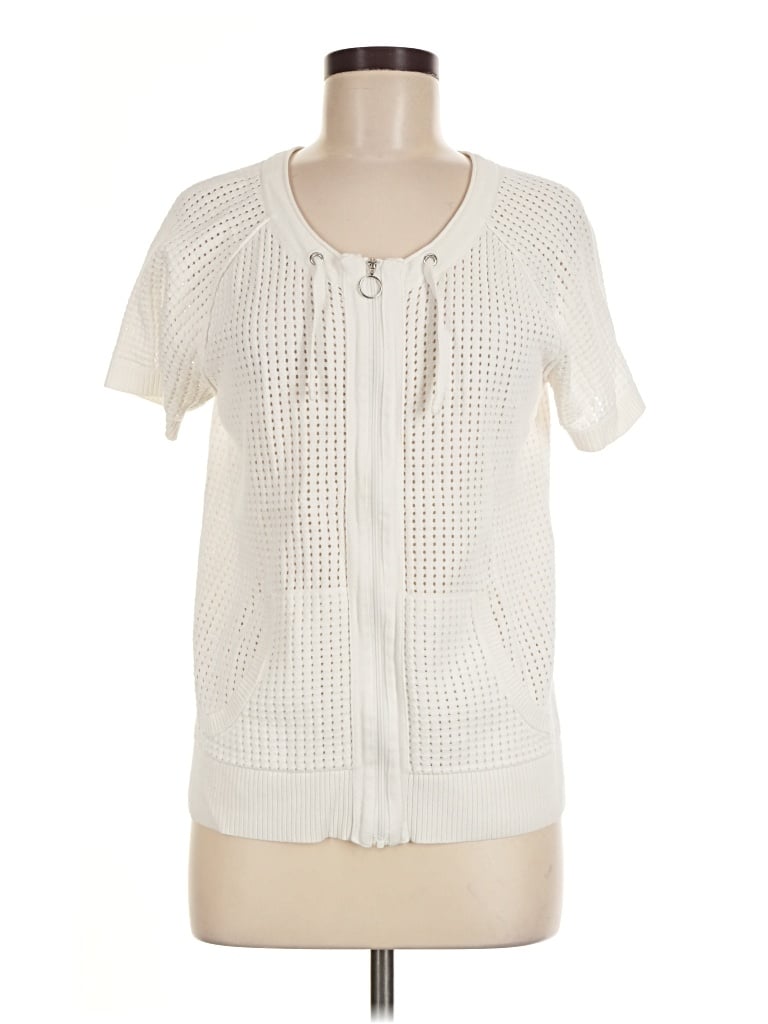 Pre-owned Christopher & Banks Short Sleeve Blouse In Ivory