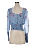 Intermix 100% Silk Blue 3/4 Sleeve Silk Top Size S - photo 1