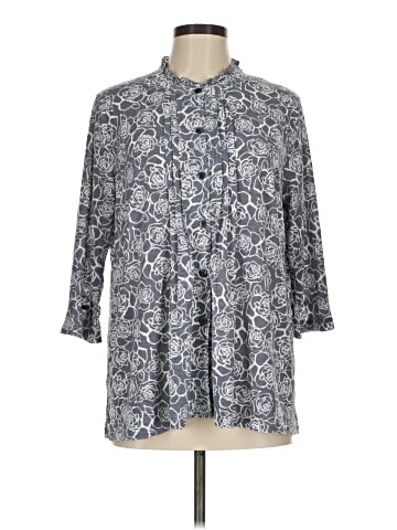 Olive 3/4 Sleeve Button-Down Shirt (view 1)