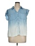 Democracy 100% Lyocell Color Block Blue Sleeveless Button-Down Shirt Size XL - photo 1