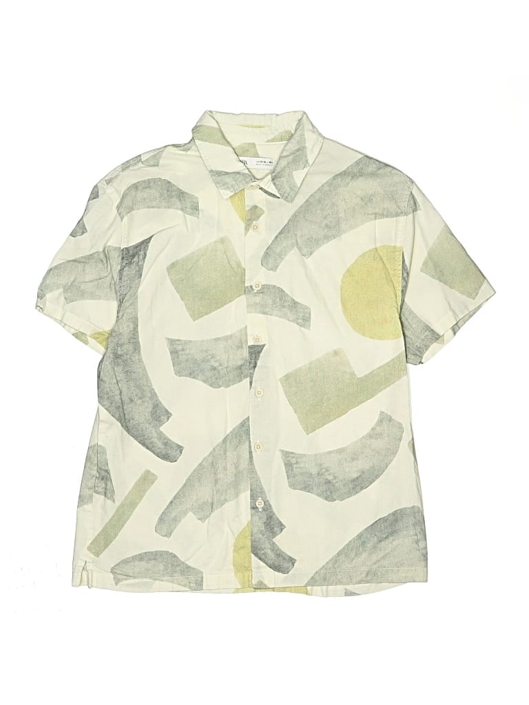 Pre-owned Zara Kids' Short Sleeve Button Down Shirt In Green
