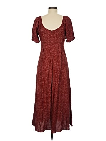 Madewell Sweetheart Puff-Sleeve Midi Dress in Carmine Floral (view 2)